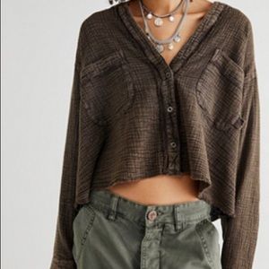 Free People Leanne Cropped Shirt